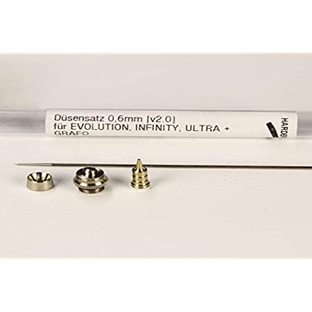 [4039868237231] Harder & Steenbeck Kit complet de buses composé d'une aiguille, d'une buse, d'une tête d'air, d'un capuchon d'aiguille Jeu de buses 0,6 mm pour EVOLUTION, INFINITY, ULTRA + GRAFO