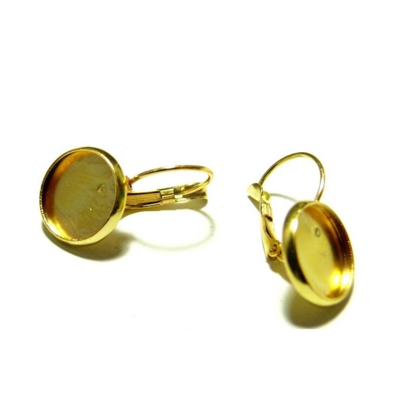 [5354A] Crochet Boucle d'oreille cabochon, laiton couleur or, support 14mm