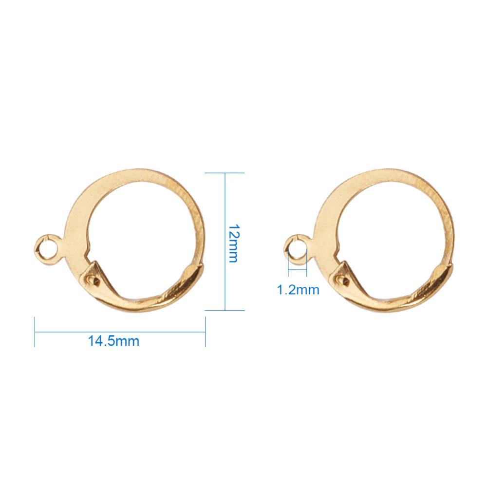 [G081 	STAS-G081-62G] Crochet boucle d'oreille dormeuse, INOX doré, rond, 14.5x12, trou 1mm, unité