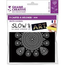 Carte slow & art à décorer motif mandala noir 15x15cm x 5