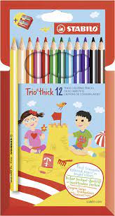 [4006381357760] Lot de 12 crayons de couleurs larges STABILO avec taille crayon