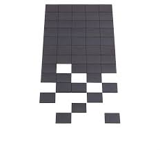 [61680101] Aimants autocollants noirs 20x20mm, épais. 1,2mm, 50 pièces
