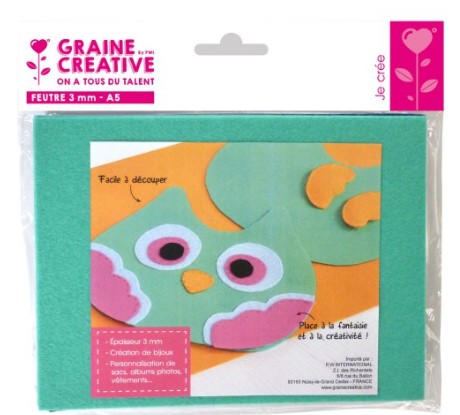 Feutrine épaisse, 5 feuilles de 3mm, format A5, coloris BLEUS ASSORTIS
