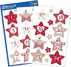 Stickers feutrine adhésif calendrier de l'avent bleu et corail 24 numéros