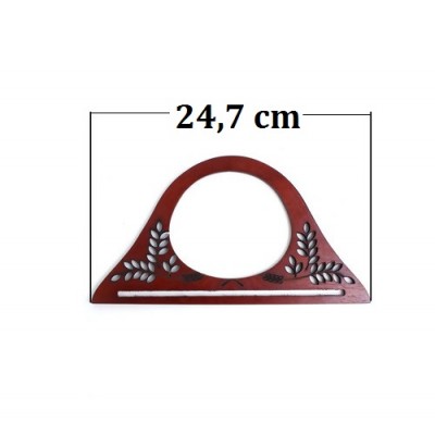 [9972] OLD Anses de sac en bois motif feuille 25x13cm