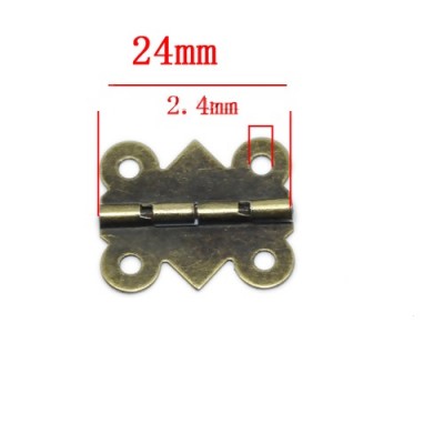 [G0207B] Mini-charnières pour boîtes, couleur bronze, 24x20x2mm, trou 3mm, l'unité sans vis