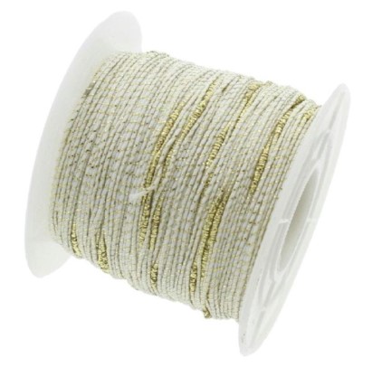 Fil de Nylon avec cordon métalique, or, rond, diam 1mm - le mètre