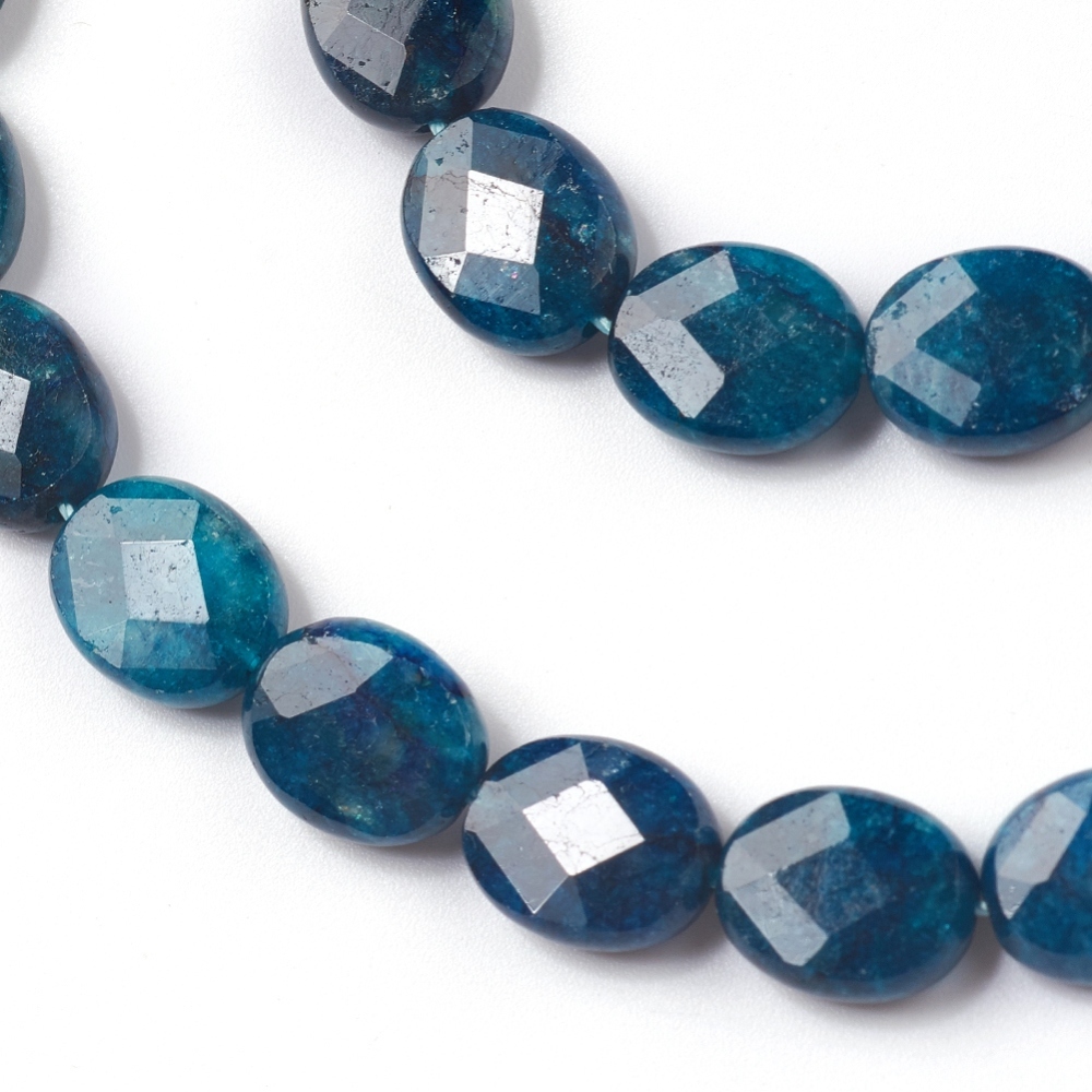 Pierre Apatite, bleu naturel, ovale plate facette, 10x8x4mm, trou 0,8mm