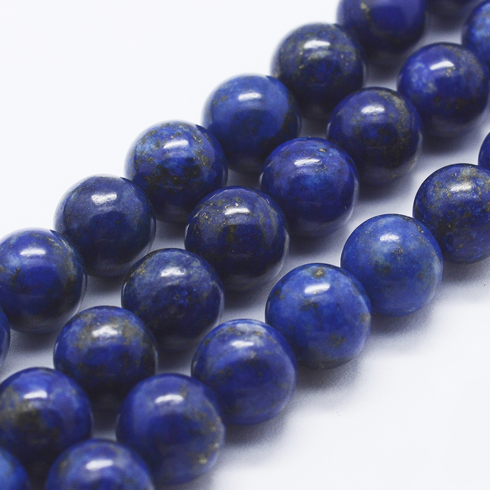 [8618 	G-P348-01-10MM] Pierre Lapis Lazuli naturelle, bleue, 10mm, trou 1mm