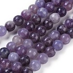 Pierre Lépidolite, naturelle, mauve, ronde, 6.5mm, trou 1mm