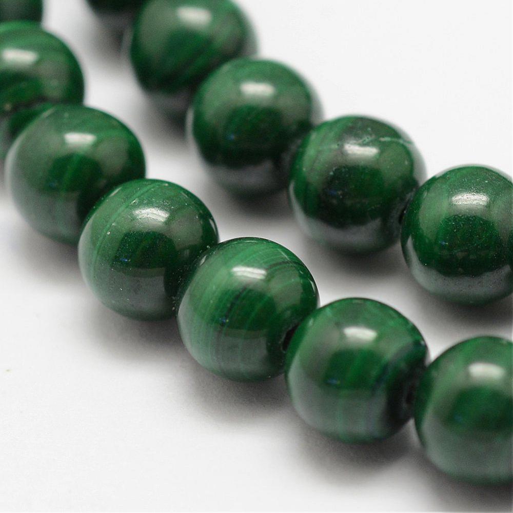 [G-F571-27AB2-6mm] Pierre Malachite, naturelle, verte, ronde, 6mm, grade B, trou 0,7mm, l'unité