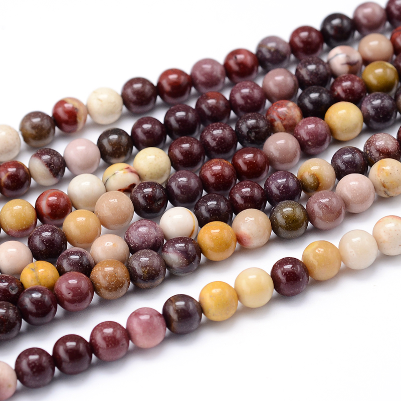 [6490  G-F216-4mm-19] Pierre Mookaite, naturelle, brun clair et fonçé, ronde, 4 mm, trou 1 mm