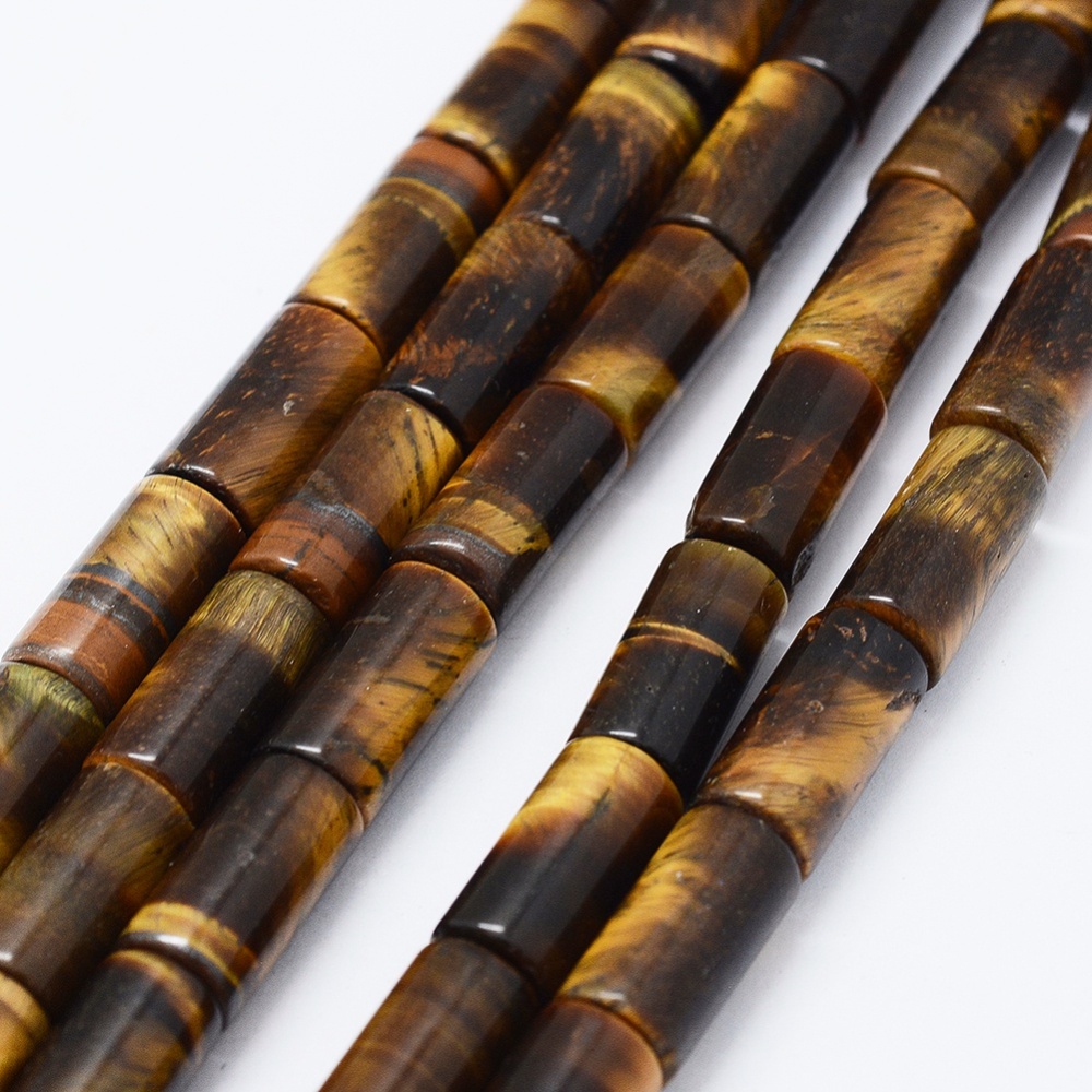[F561] NPR Pierre Oeil du tigre, naturelle, marron, colonne, 16x8mm, trou 1.5mm