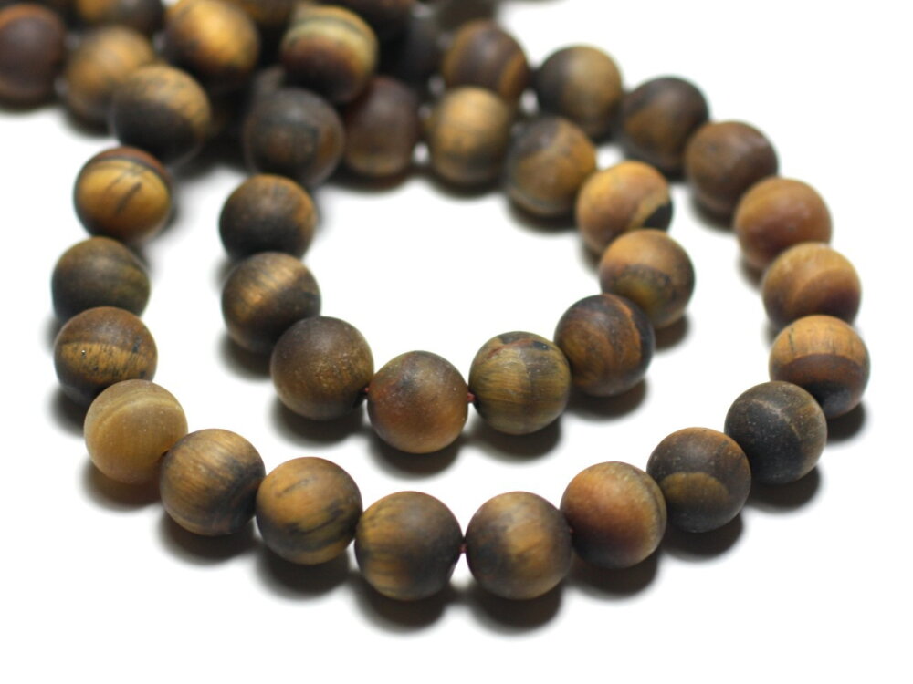 NPR Pierre Oeil du tigre givrée, naturelle, grade A, ronde, 10mm, trou 1.5mm