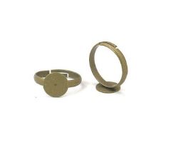 [6/11BZ] Bague réglable avec support, métal, couleur bronze, anneau 17mm, support 8mm