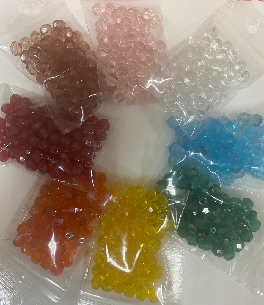 Kit de perles en verre 8 sachets de coloris variées