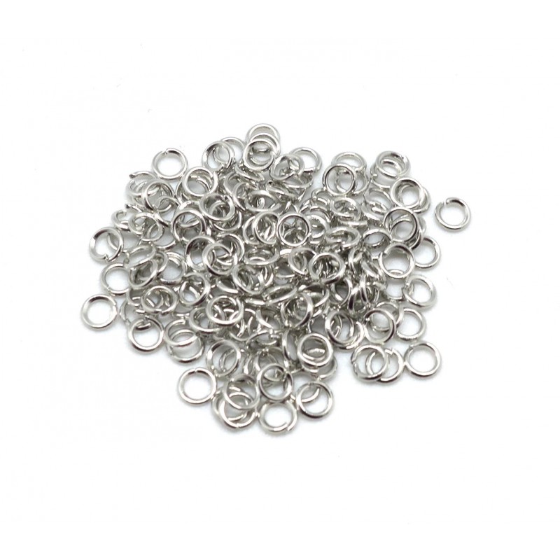 Anneau simple ouvert, 3mm, métal, couleur argent, 10 unités