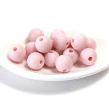 [4006166222252] Perles en bois polies 10mm, lot de 52 pièces, couleur rose coq. oeuf