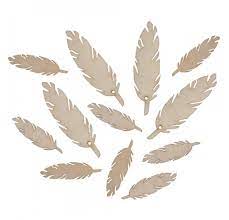 Plumes blanches en bois, 12 pièces