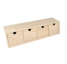 Meuble 4 tiroirs en bois, 44x10x12cm