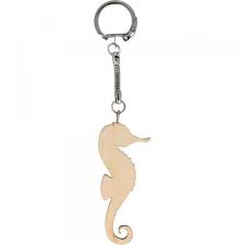 Porte clé hippocampe en bois