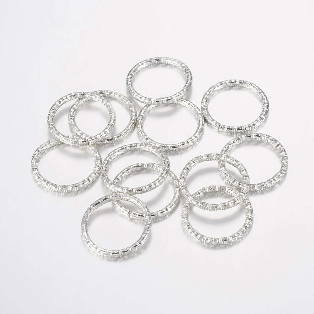 Anneau simple ouvert, torsadé,  laiton, couleur argent, 15x1,5mm, trou 12mm, l'unité
