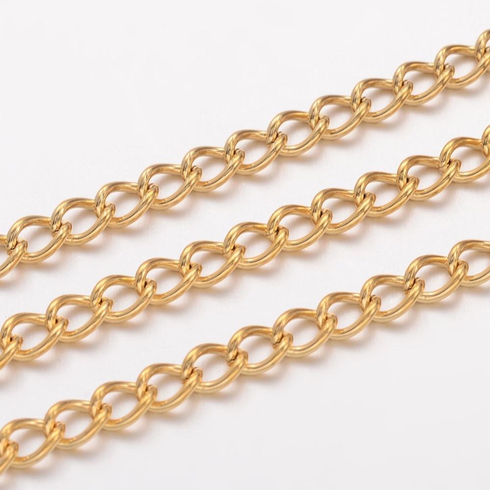 Chaîne INOX doré, placage ionique, torsadé, 5x3,5x0,8mm, au mètre