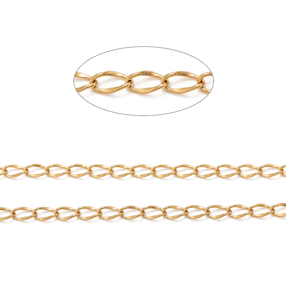 Chaîne en INOX dorée, maillons soudés, 4x2x0.5mm