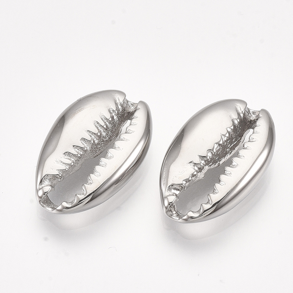 Estampe INOX argenté, cauris coupé, 19x12x4,5mm, l'unité