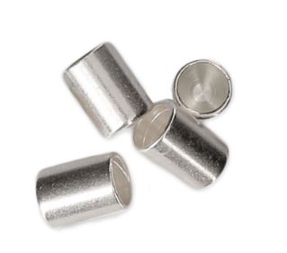Embout de cordon de finition, tube, alliage, couleur argent, trou 10mm
