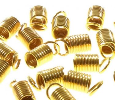 Embout de cordon, ressort, couleur or, 7mm, trou 2mm