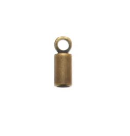 Embout de cordon, laiton, couleur bronze, 8x2.8mm, trou 2.1mm, anneau 1.5mm