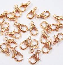 Fermoir homard alliage, or rose, 10x6x3,5mm, trou 1mm