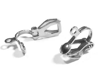 Boucle d'oreille pince (clip) en INOX argenté, 12x6x9mm, anneau 1,2mm, unité