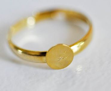 Bague réglable avec support, laiton, doré, anneau 18mm, support 6mm