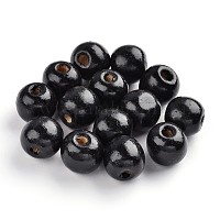 [X-TB095Y-10] Perles en bois polies 14mm, lot de 18 pièces, couleur noire