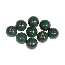 Perles en bois polies Rayher 12mm, lot de 32 pièces, couleur vert bouteille