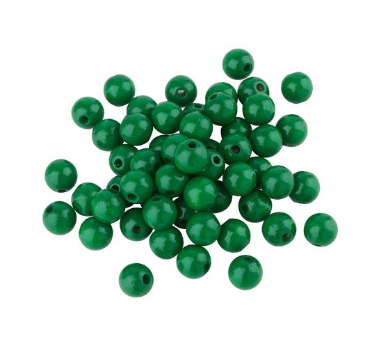 Perles en bois polies 10mm, lot de 52 pièces, couleur vert bouteille