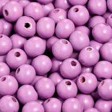 Perles en bois polies 8mm, lot de 80 pièces, couleur mauve
