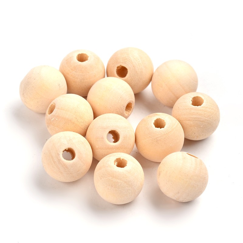 [BOIS16 WOOD-S651-16mm-LF] Perle en bois naturel, boule, diamètre 16mm, trou env. 3mm, l'unité