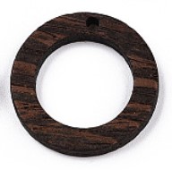 [ANNBOIS20 WOOD-T023-51A-01] Anneau en bois de wengé, brun, 28x3mm, diamètre int 15mm, perçage 2mm