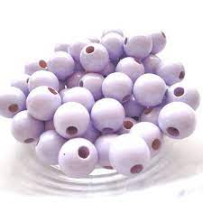 Perles en bois polies 10mm, lot de 52 pièces, couleur lilas