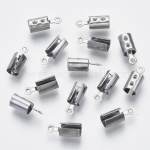 Embout de cordon à écraser INOX argenté, 11x5,5x5mm, pour fil de 3,5-4mm, trou 1mm, unité