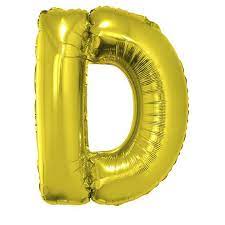 Ballon en aluminium, lettre D, or, 36cm