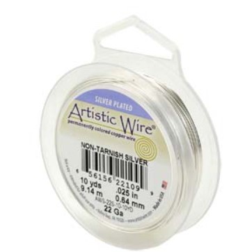 [AW2410S] Fil de cuivre souple, plaqué argent, diam 0.51mm, 13.7m