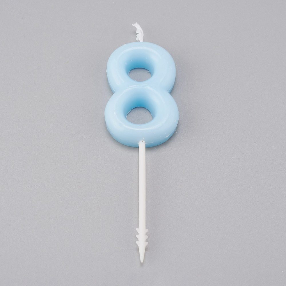 Bougie anniversaire bleu ciel chiffre 8 - 92.5x27.5x8.5mm