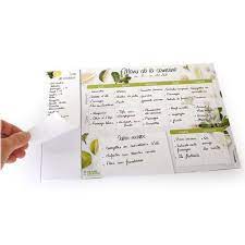 Planning menus magnétique à compléter + liste de course détachable A4 x 60