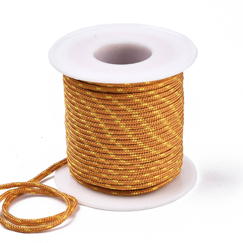 Découpe de Paracorde, nylon, orange avec tâche jaune, rond, diam 2mm - le mètre