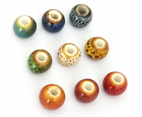 Perle Céramique, 6mm, coloris divers