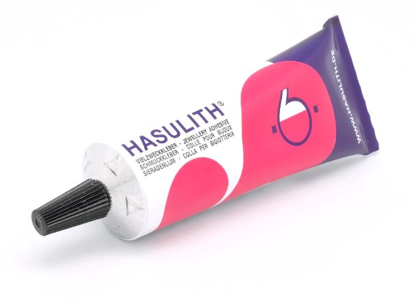 [1VZK-T] Colle à bijoux Hasulith, pour métal, verre, bois, cuir, tube de 30ml, 27gr